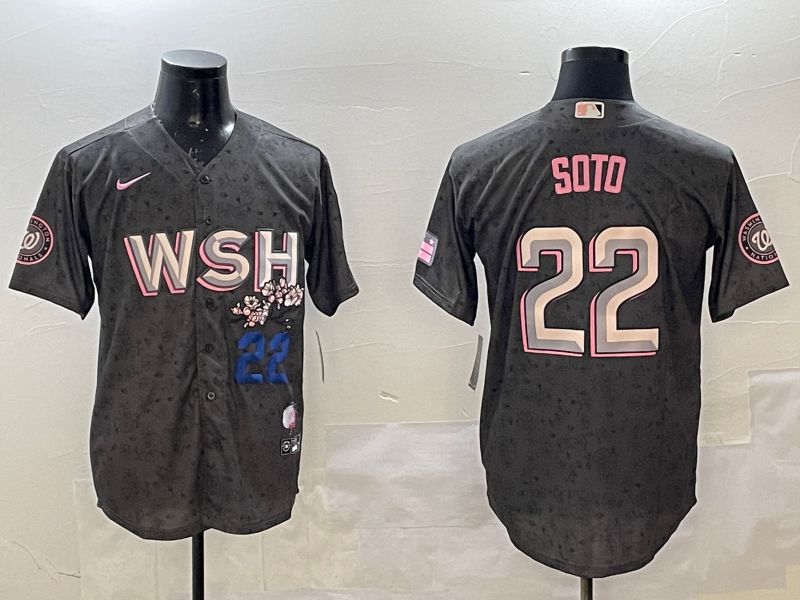 Men Washington Nationals 22 Soto Grey City Edition Game 2025 Nike MLB Jersey style 3